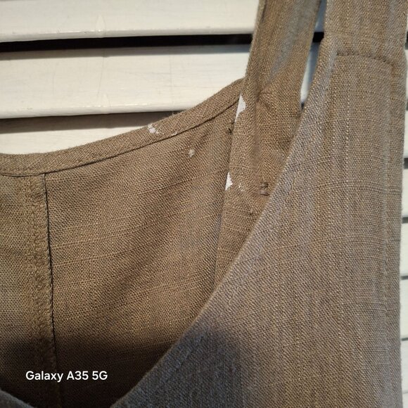 Lulu's Loose Fit Tan Linen Blend Overalls For Women With Adjustable Strap Button - Picture 6 of 10